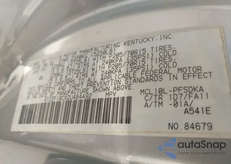 2002 Toyota Sienna Ce из США, поврежденный, VIN 4T3ZF19CX2U484492